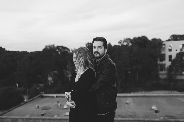 Black and white engagement portraits