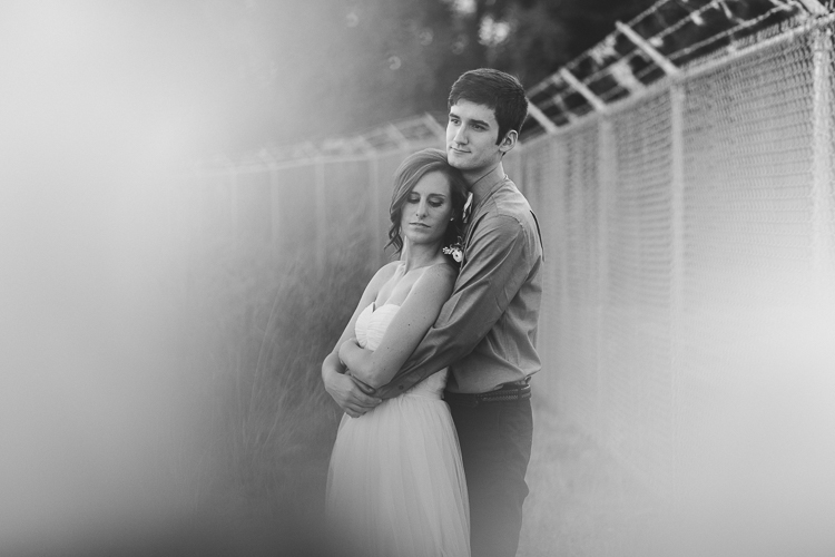 Stunning black and white shot of the bride and groom with blur