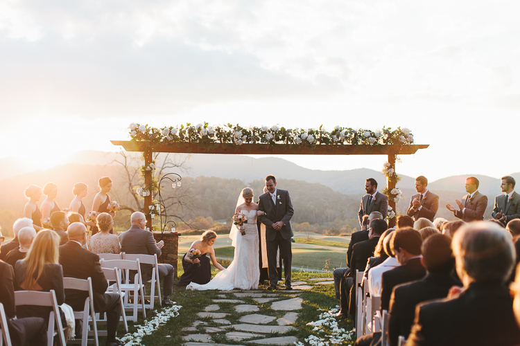 Beautiful sunset at wedding ceremony