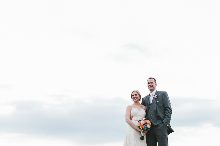 Bride and groom with negative space