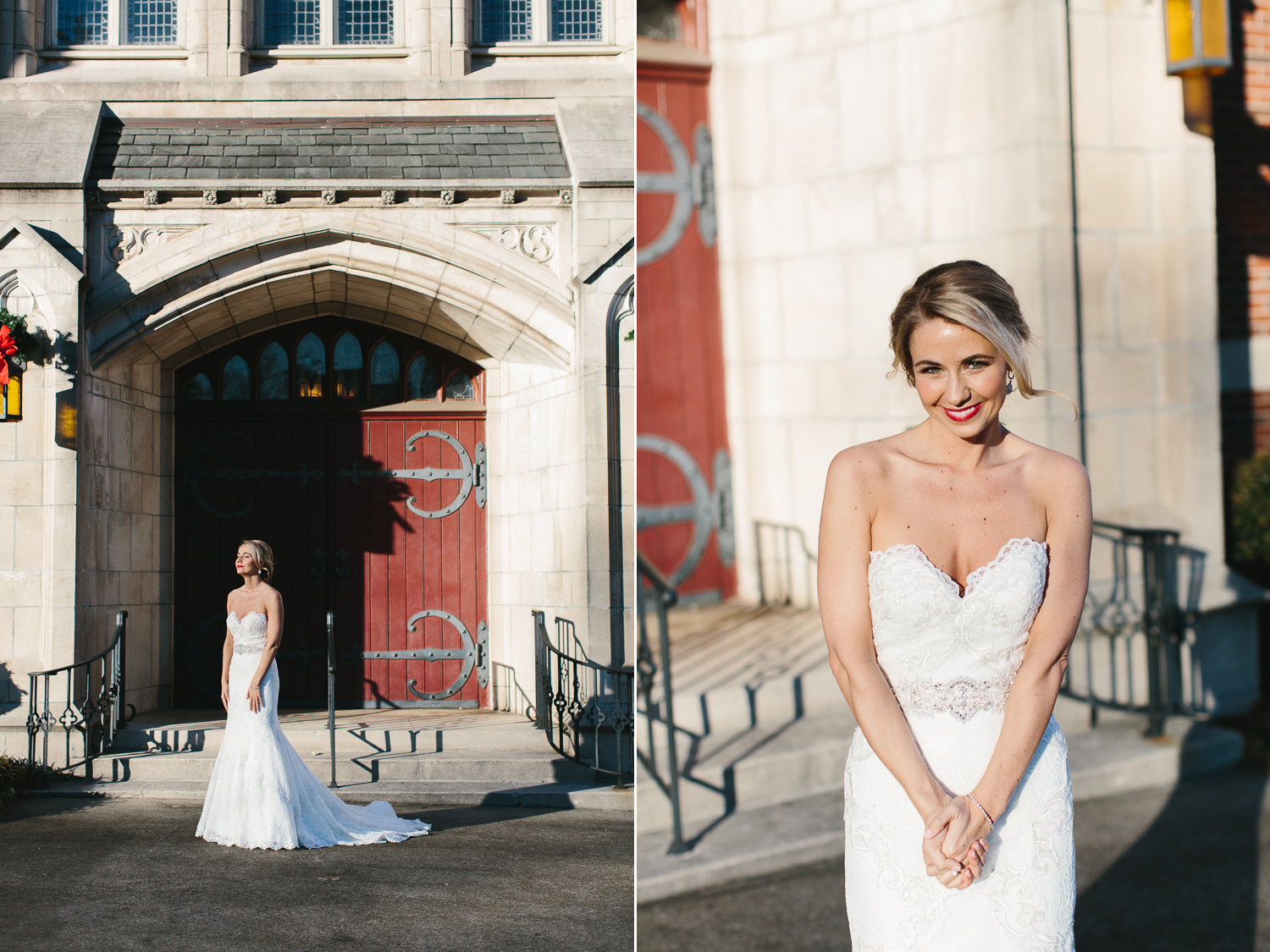 beautiful bridal portraits in front of the church