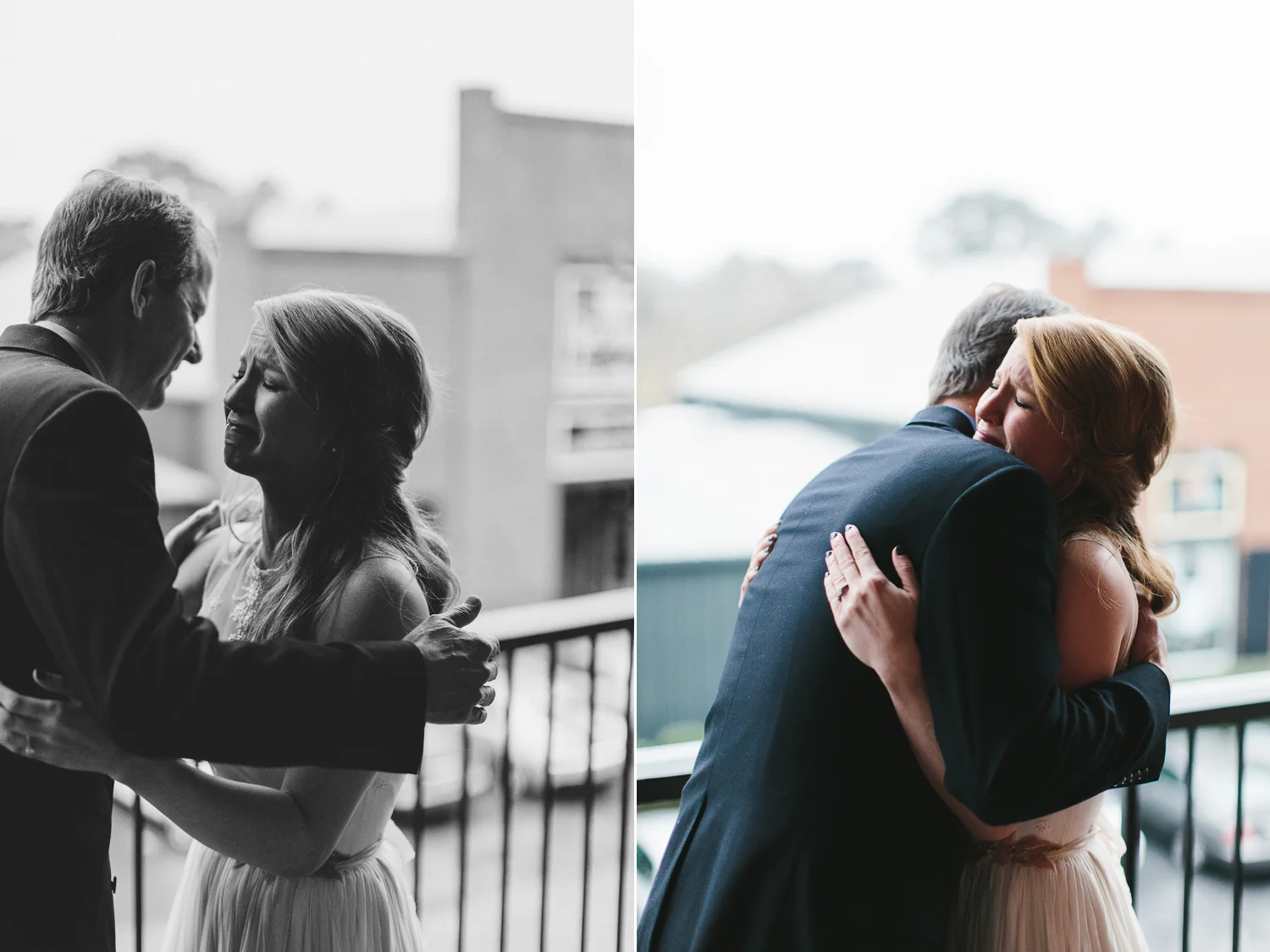 an emotional father and daughter at their first glance