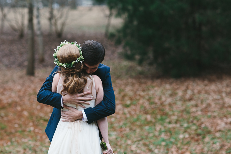 groom hugging his bride after first glance