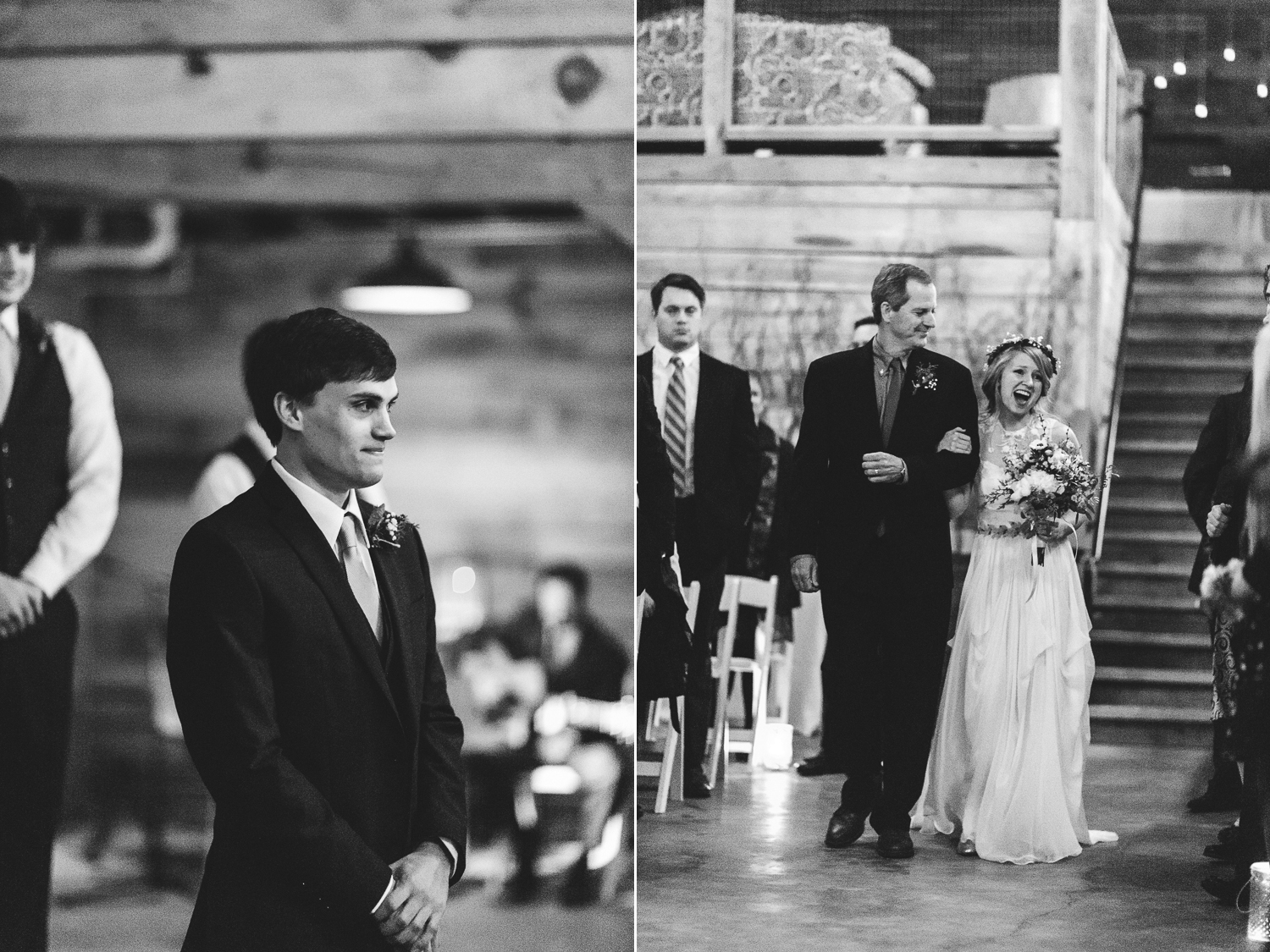 groom first sees his bride walk down the aisle