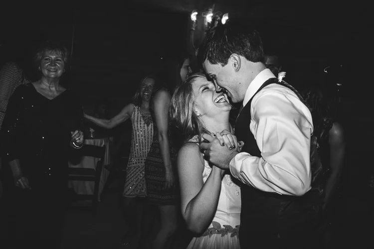 bride and groom dancing