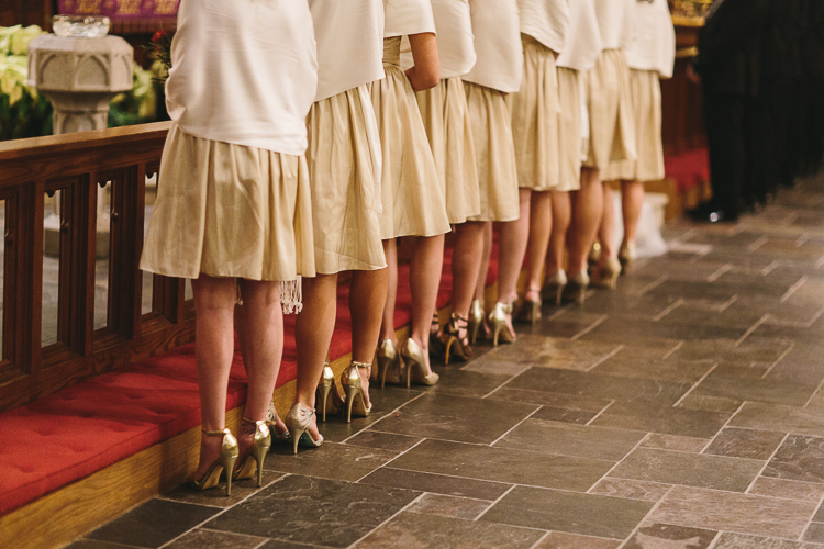 bridesmaids gold shoes