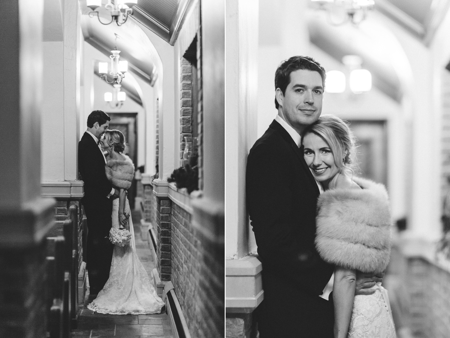 black and white bride and groom portraits