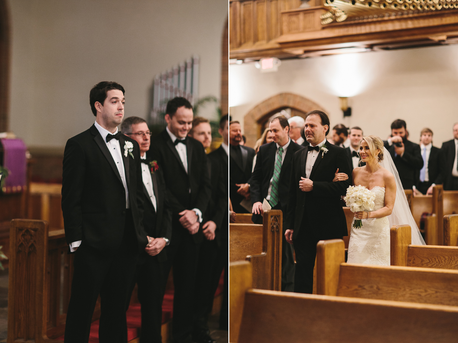 groom first sees his bride walking down the aisle