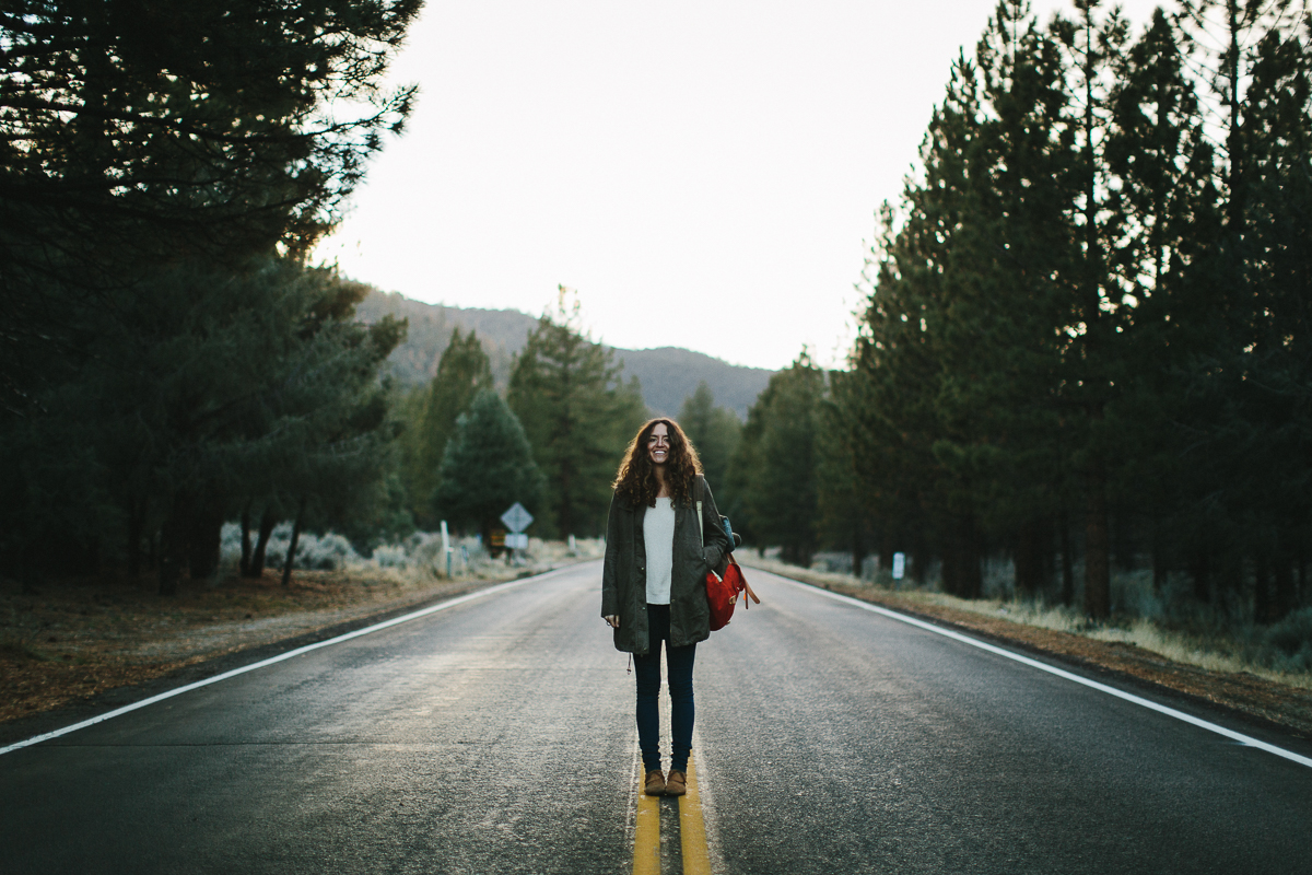 Girl standing in the road