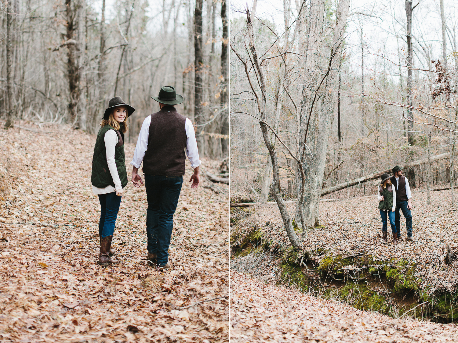 rustic southern outdoors engagement shoot