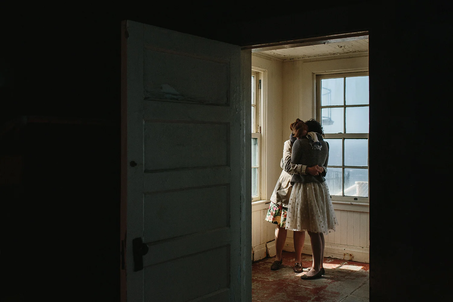 Couple Hugging at Point Reyes National Seashore Lighthouse