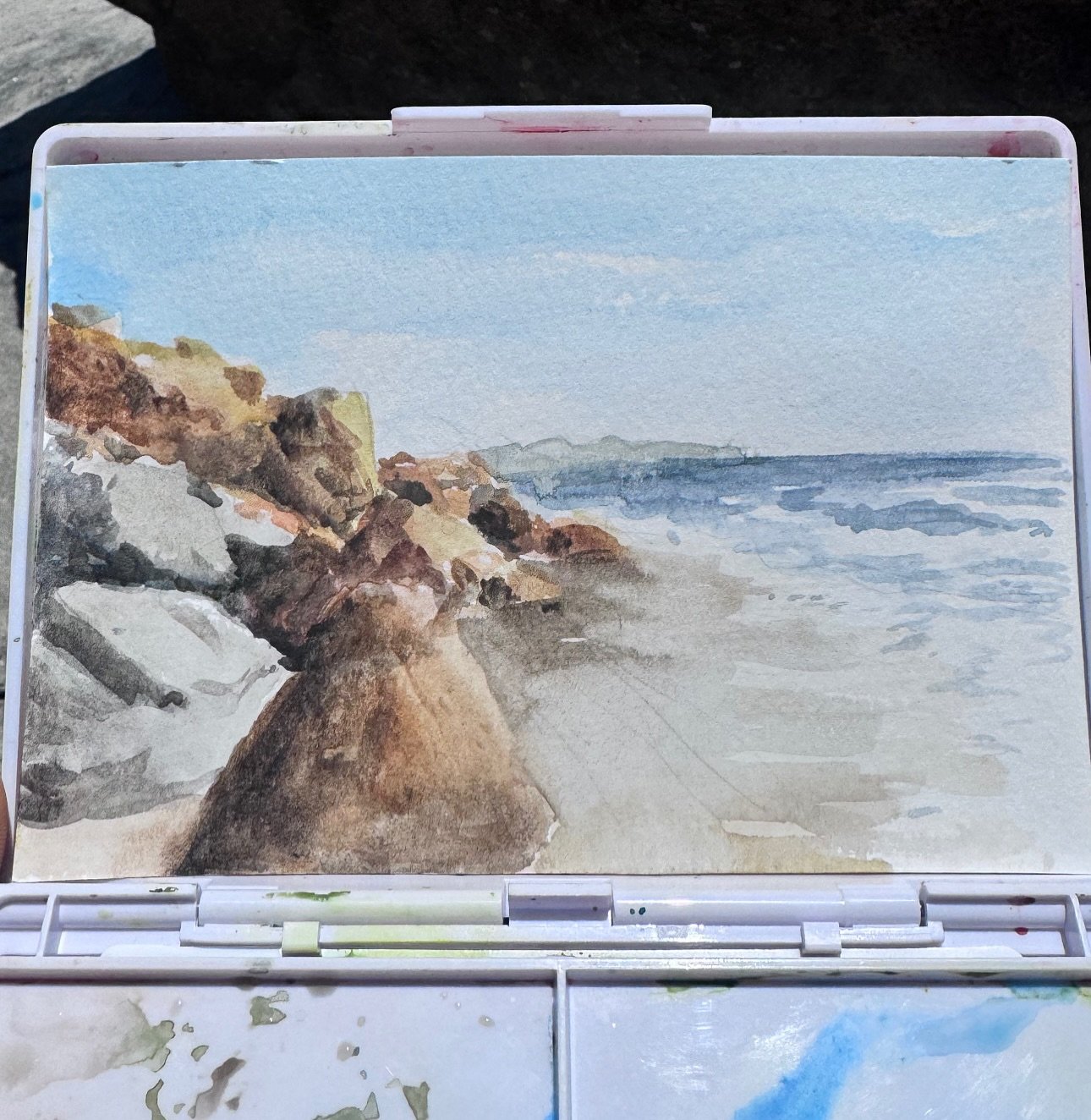 Watercolor plein air painting at Carlsbad State Beach

#pleinair #watercolor