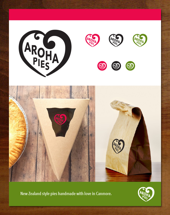 Aroha Pies logo and branding