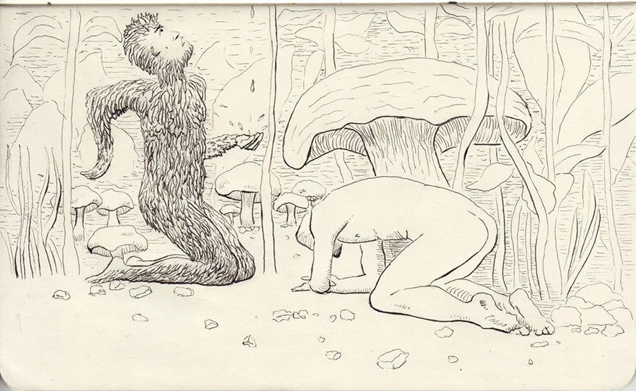 under a canopy of microcosmic forest