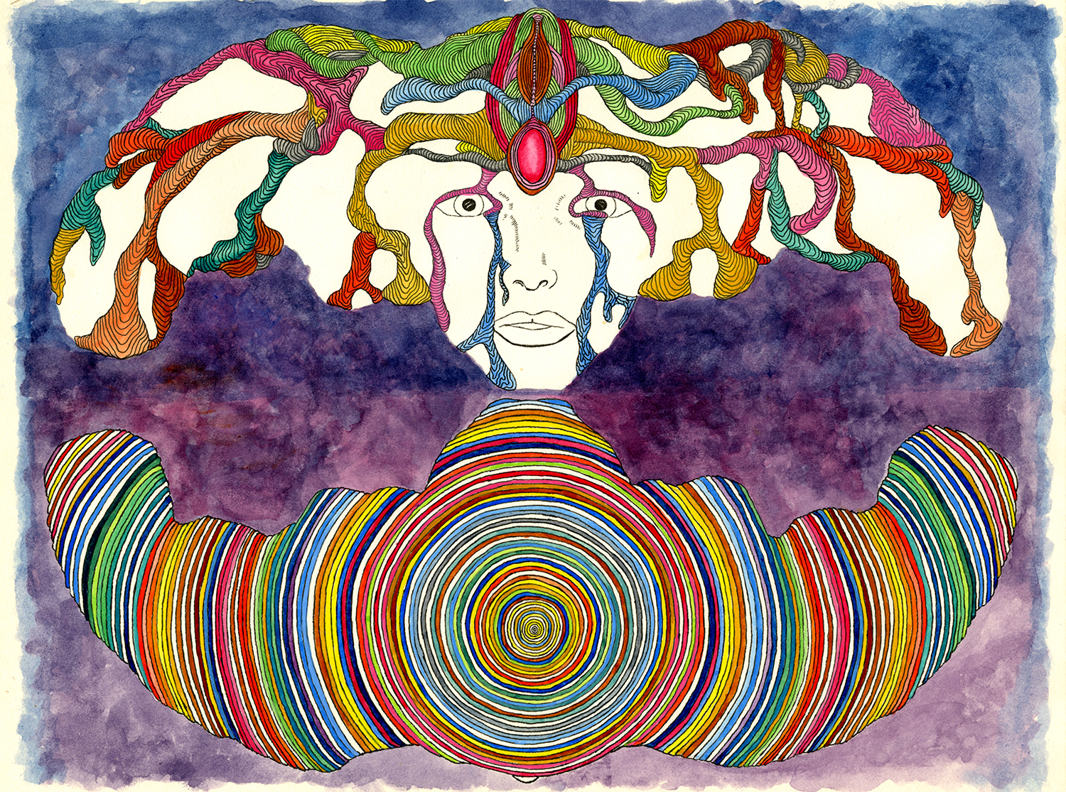  Ink &amp; watercolor on paper 11" x 14" 