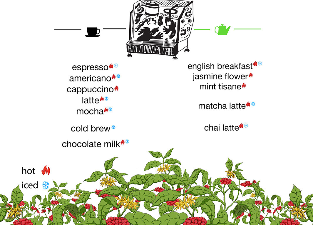  Ain’t Normal Cafe:  Illustration Coffee Beans, Flyer/Menu 