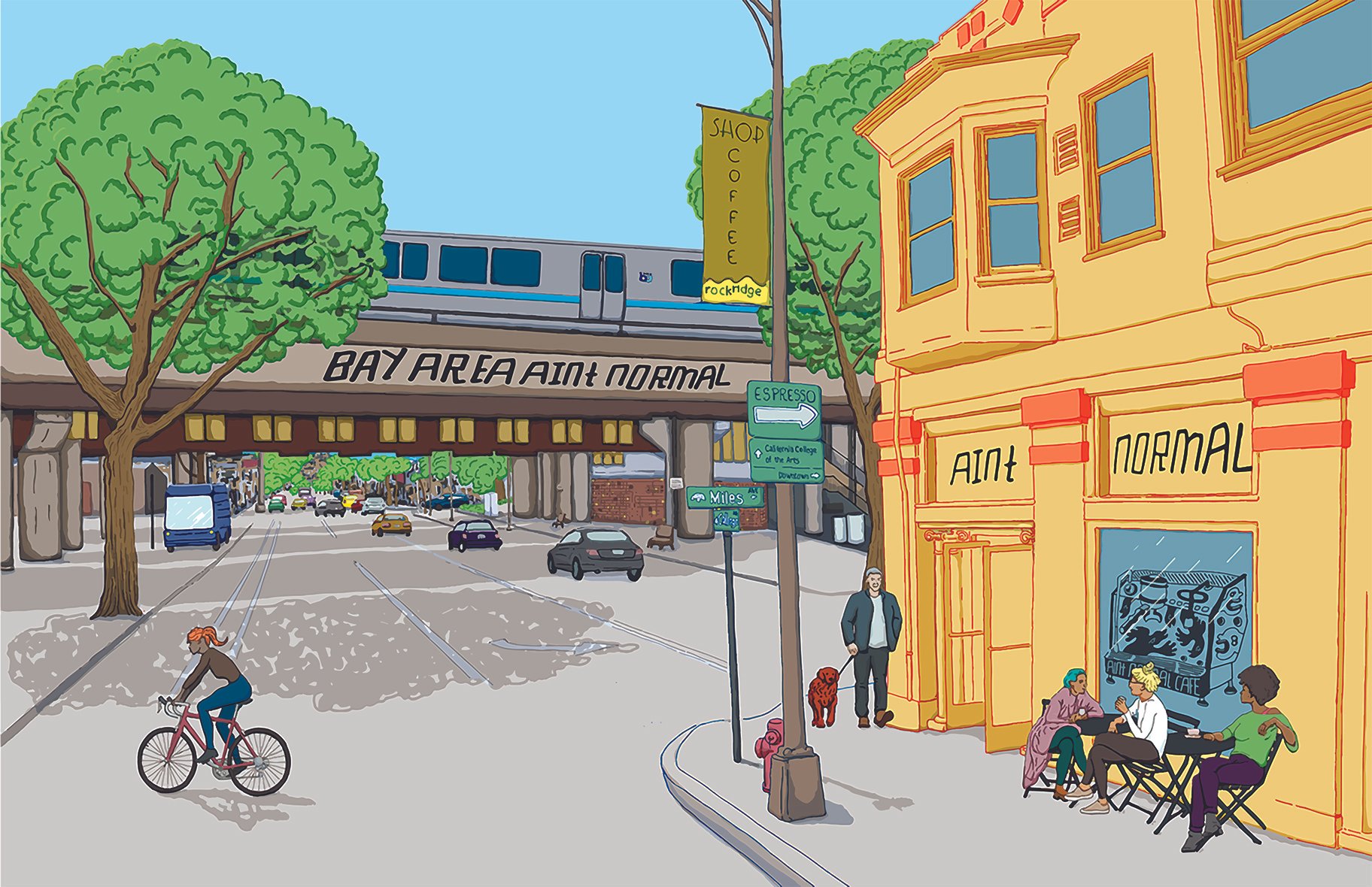  Postcard Illustration for Bay Area coffee shop 