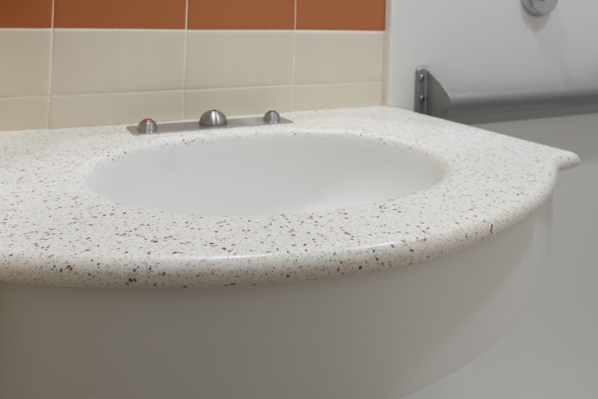 Integral sink. UMASS Medical Center. Photo credit: Kyle Caldwell