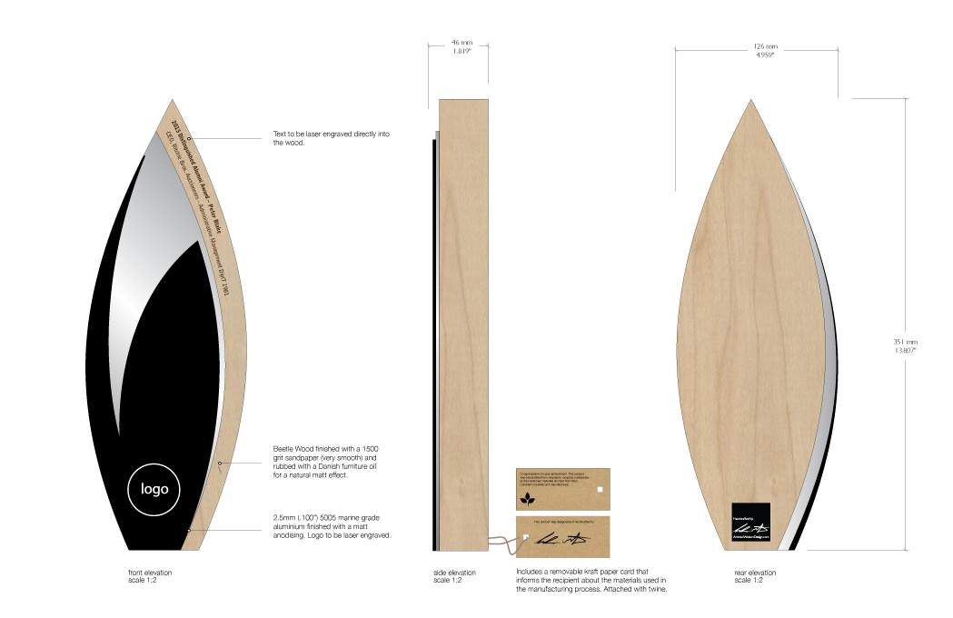 custom eco trophy - sustainable materials - andrew watson design