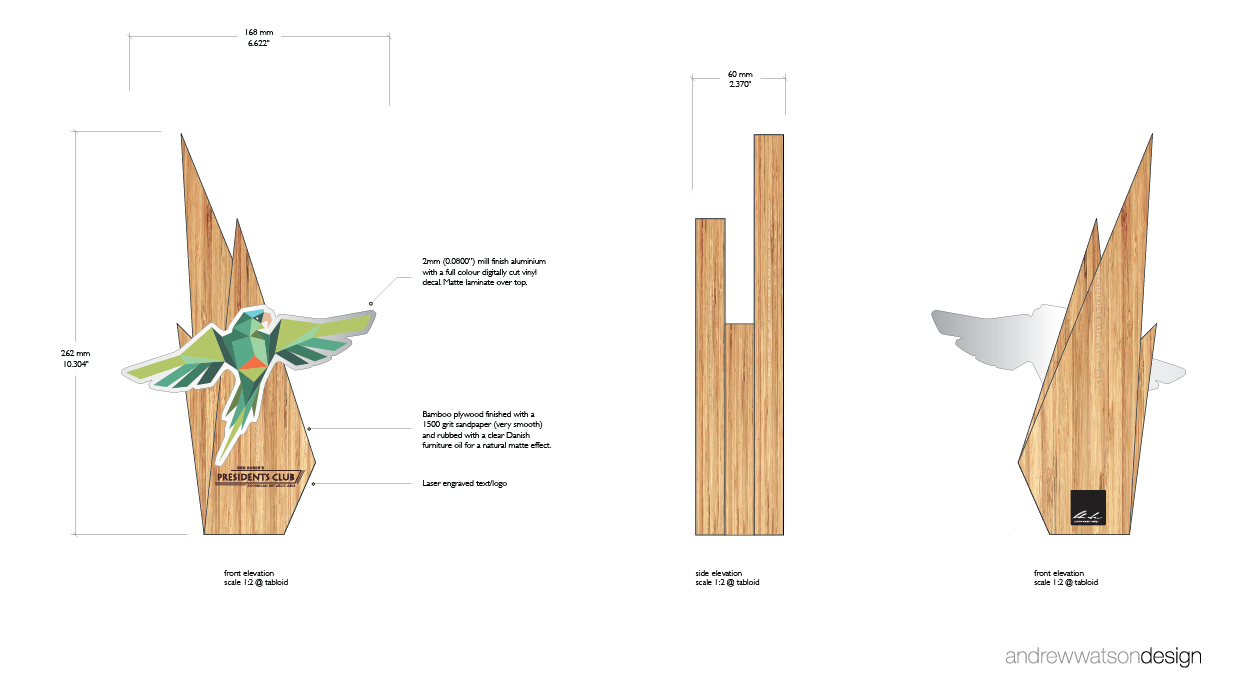 modern bamboo award trophy - eco sustainable