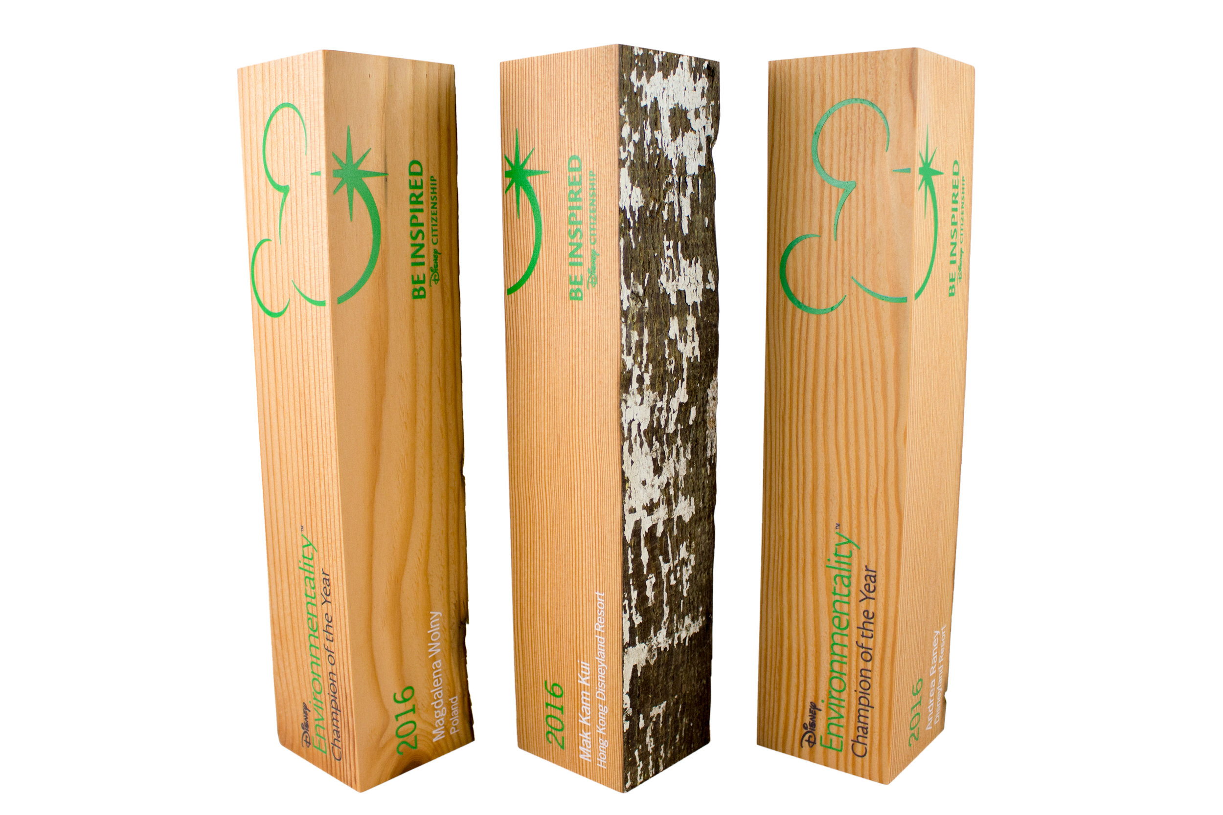 disney custom environmental awards recovered wood