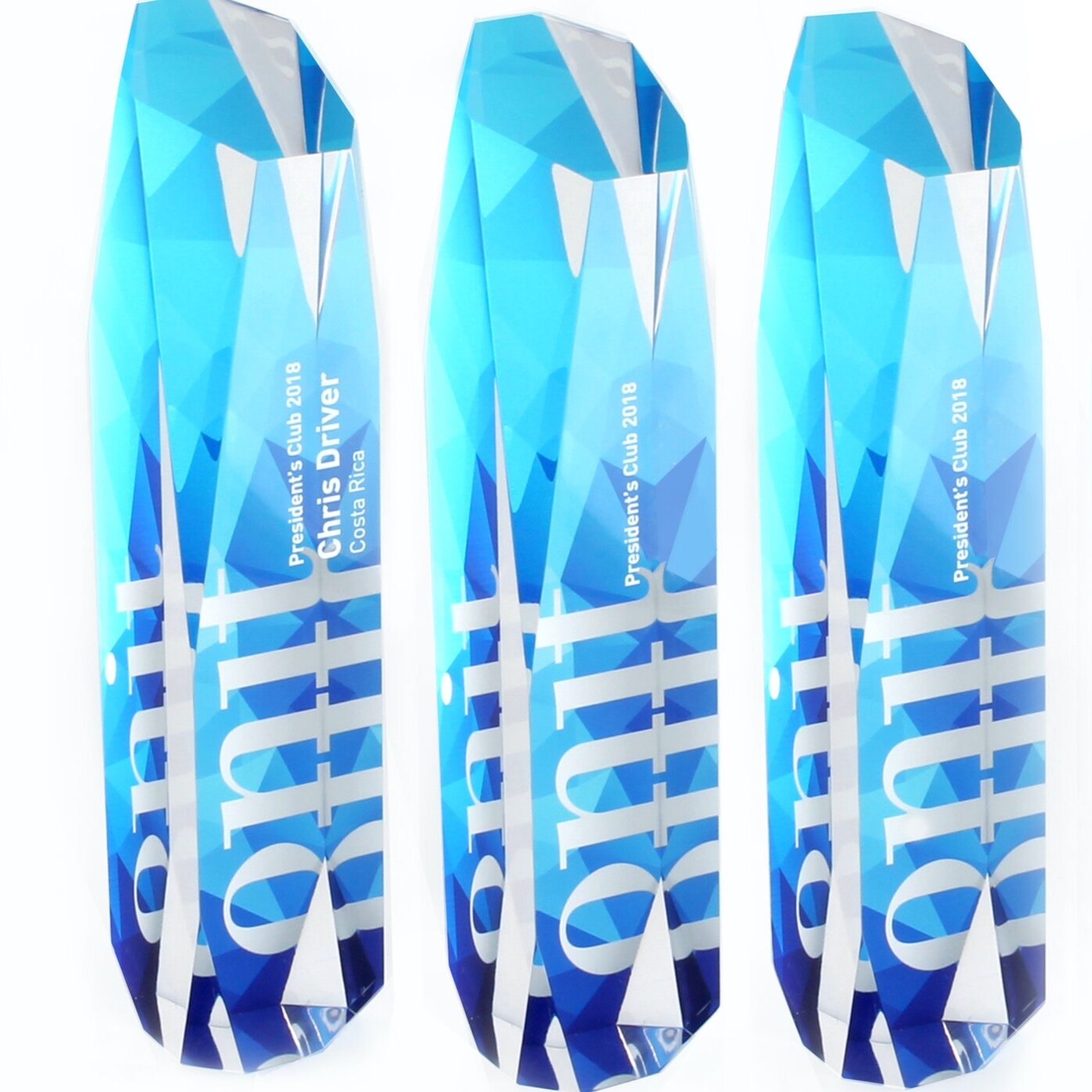 Inspired by technology and exploration, this design was the first in our series of custom acrylic awards. The facets have been carefully balanced to create a unique form that is universal and adaptabl