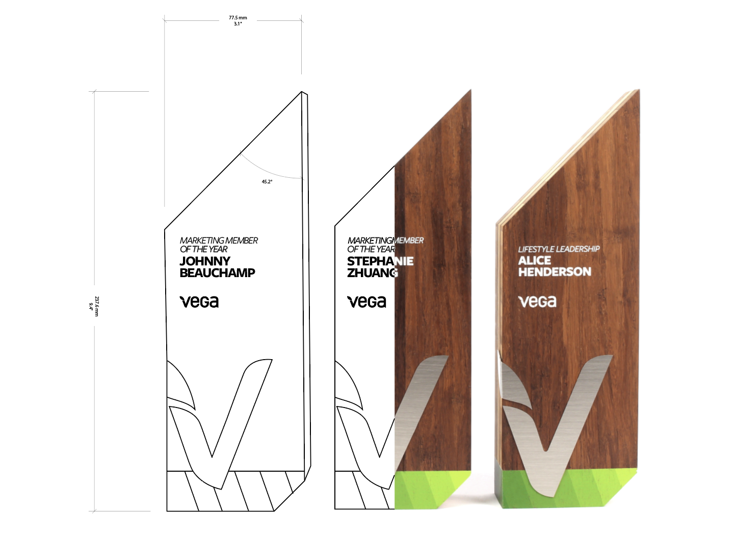 vega custom eco friendly awards corporate gift