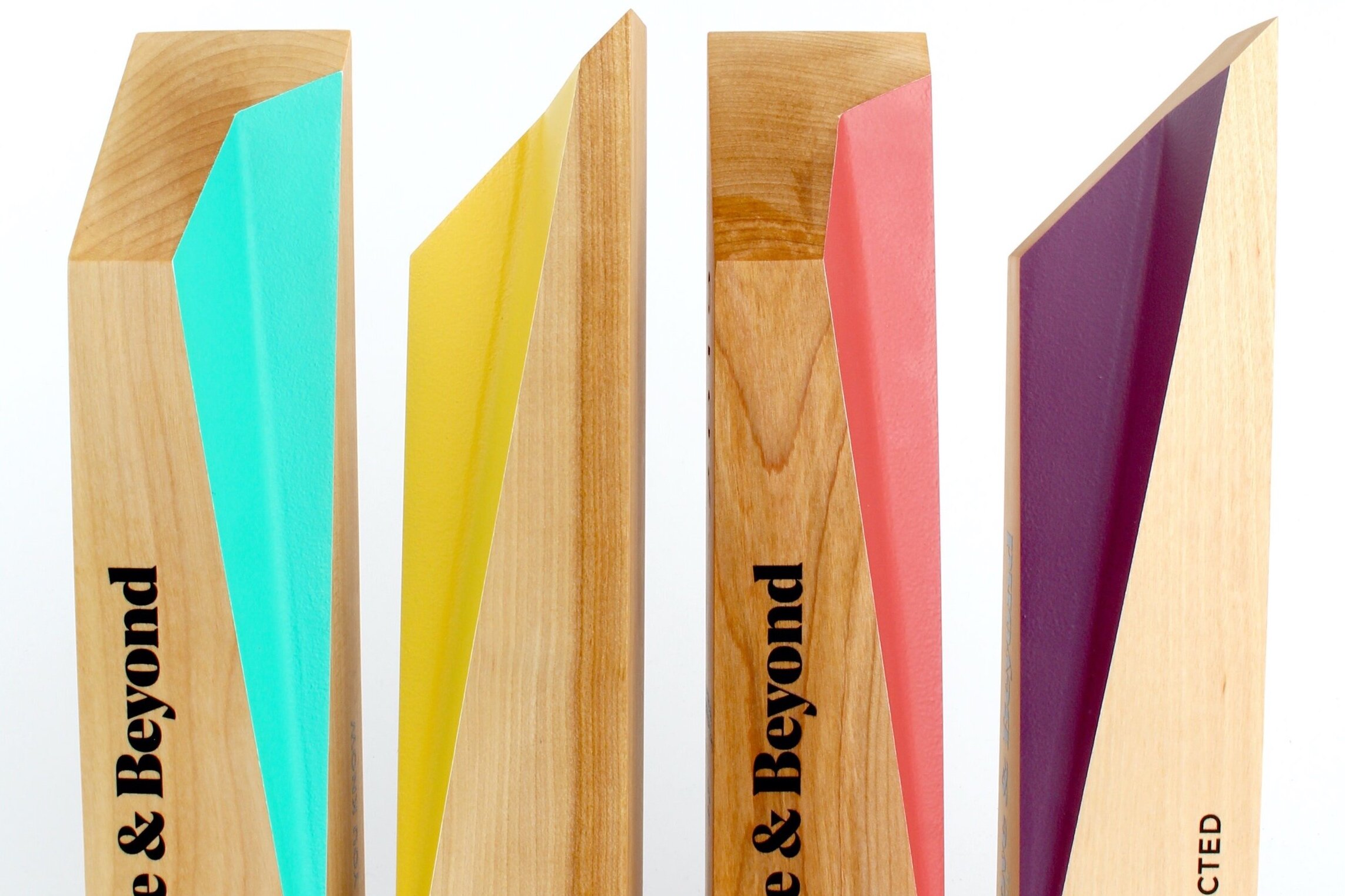 Modern and beautiful sustainable wooden awards. Great for corporate recognition or service awards and trophies. 