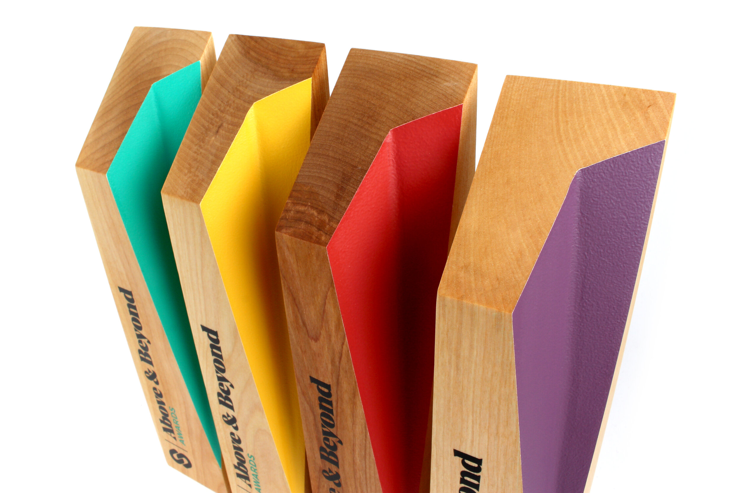 Modern and beautiful sustainable wooden awards. Great for corporate recognition or service awards and trophies. 