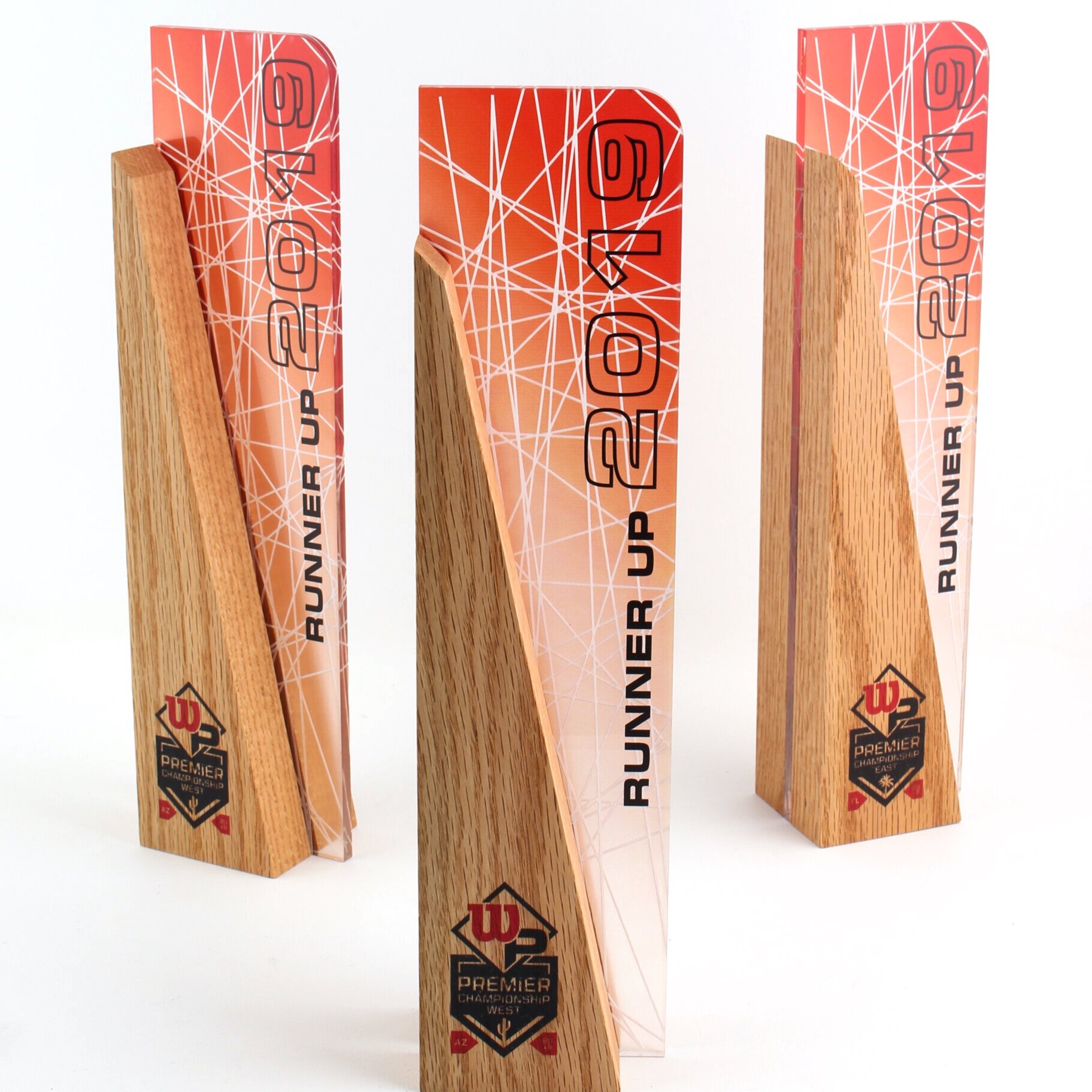 wilson premier classic trophies runner up handcrafted from oak hardwood and acrylic