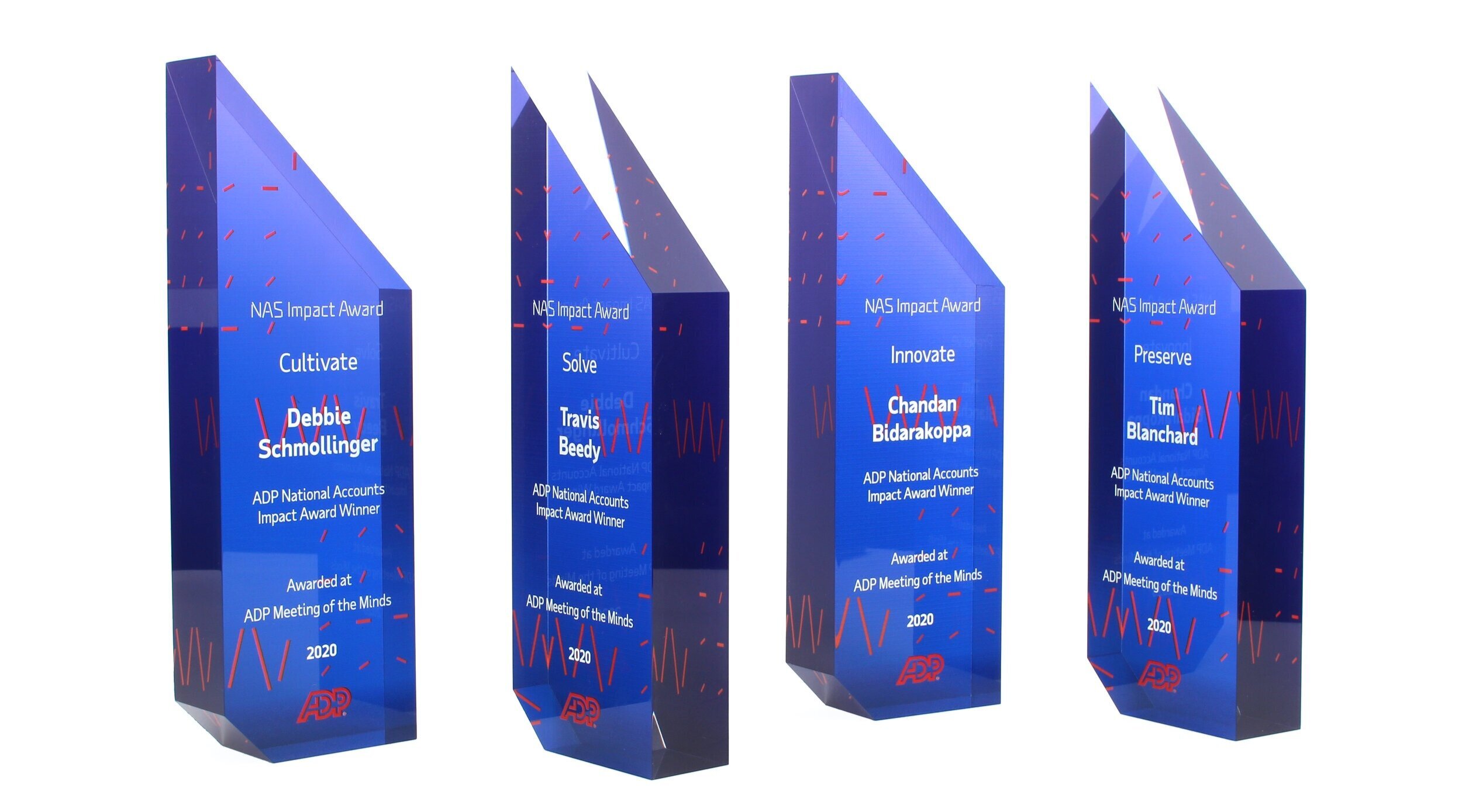 custom designed and unique award trophies for corporate event employee recognition 