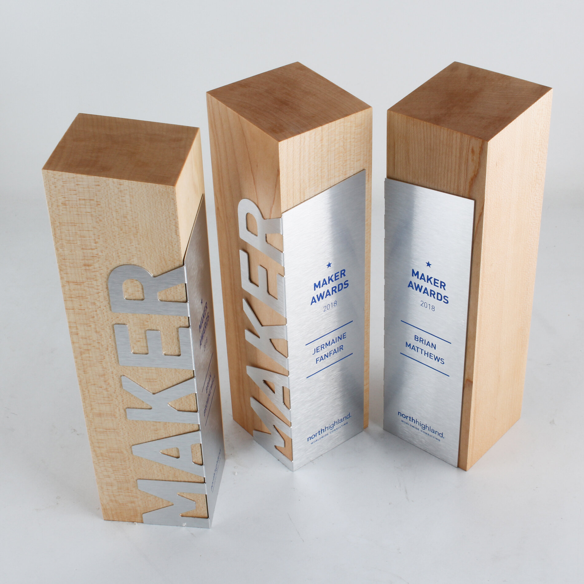 simple modern wood awards handcrafted from bamboo custom corporate trophies  