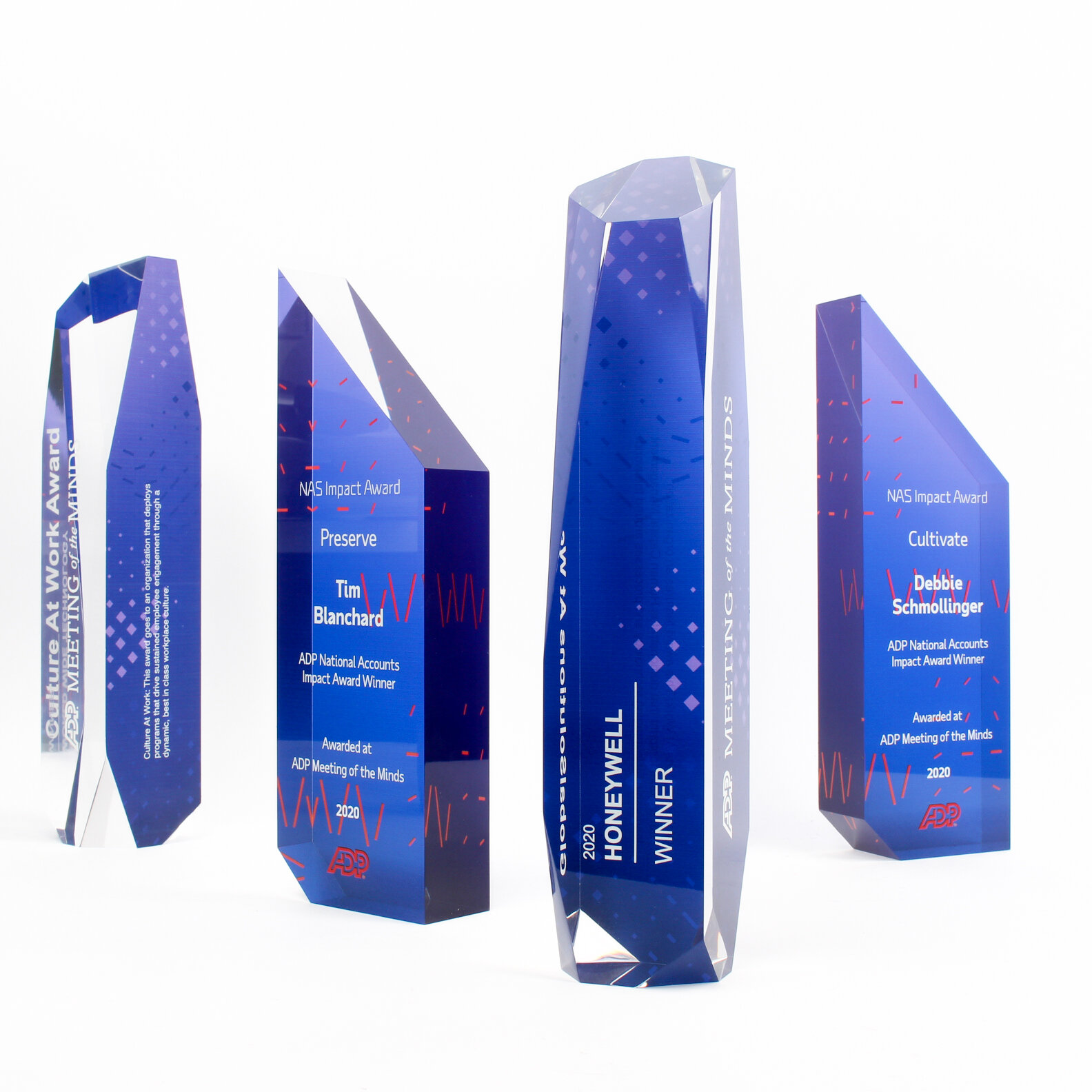 Combine our Shark Fin award with one of our other designs to create a tiered system. This example uses the Odyssey award as the overall winner and the Shark Fin as the secondary award. 