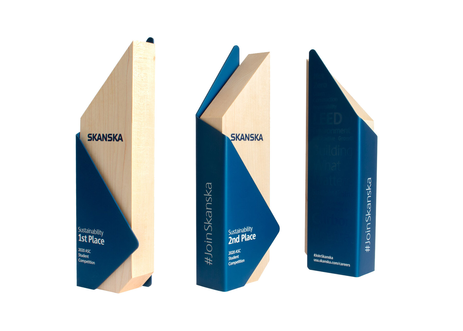 Skanska-student-competition-usa custom trophies in metal and wood