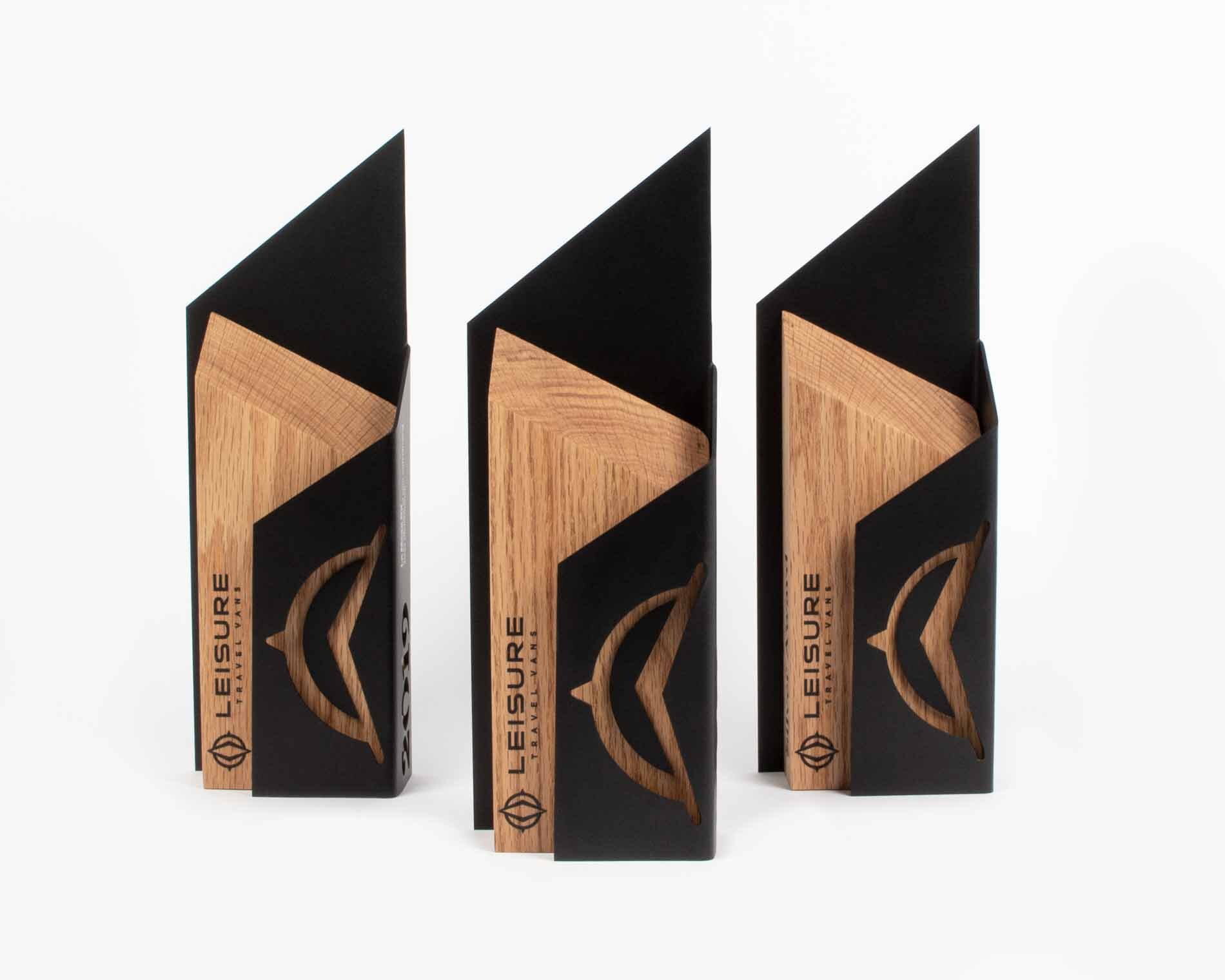 Leisure Travel vans dealer appreciation awards custom wood and metal laser engraved