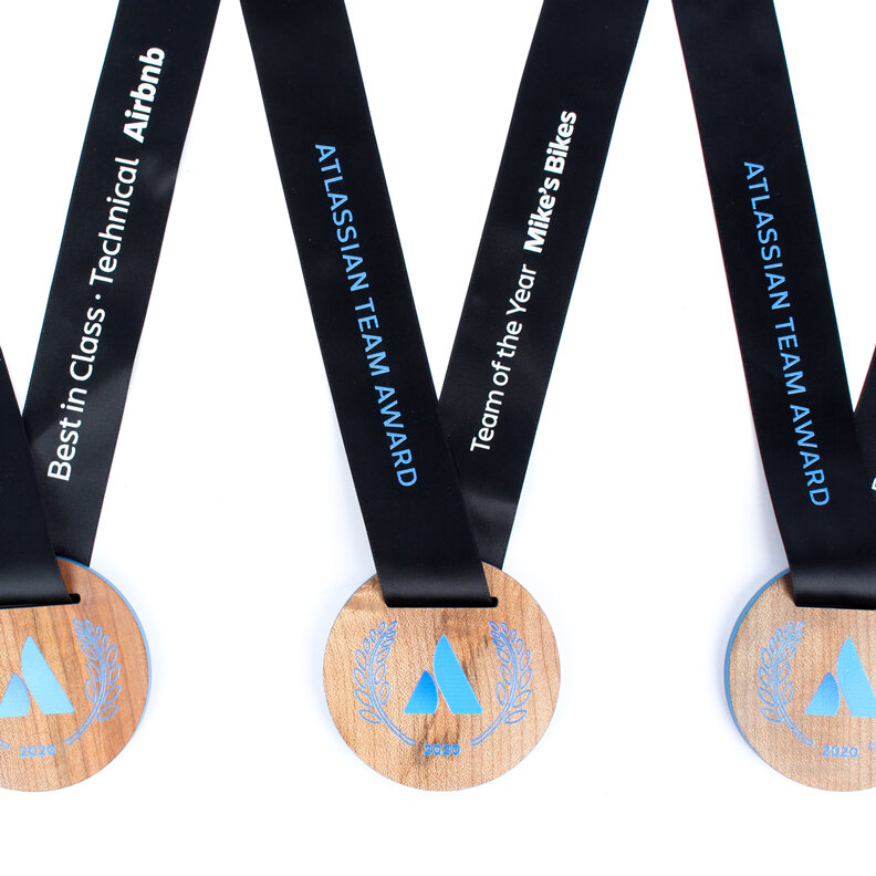 Atlassian Software Development and Collaboration Tools custom wooden medals