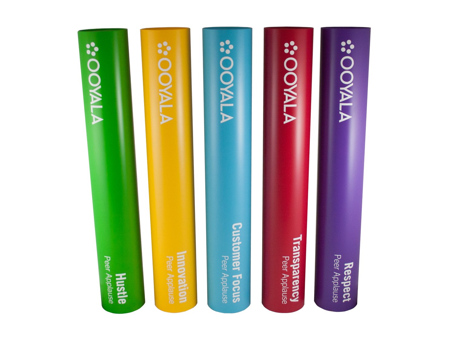 colourful round tube awards for tech company trophies 