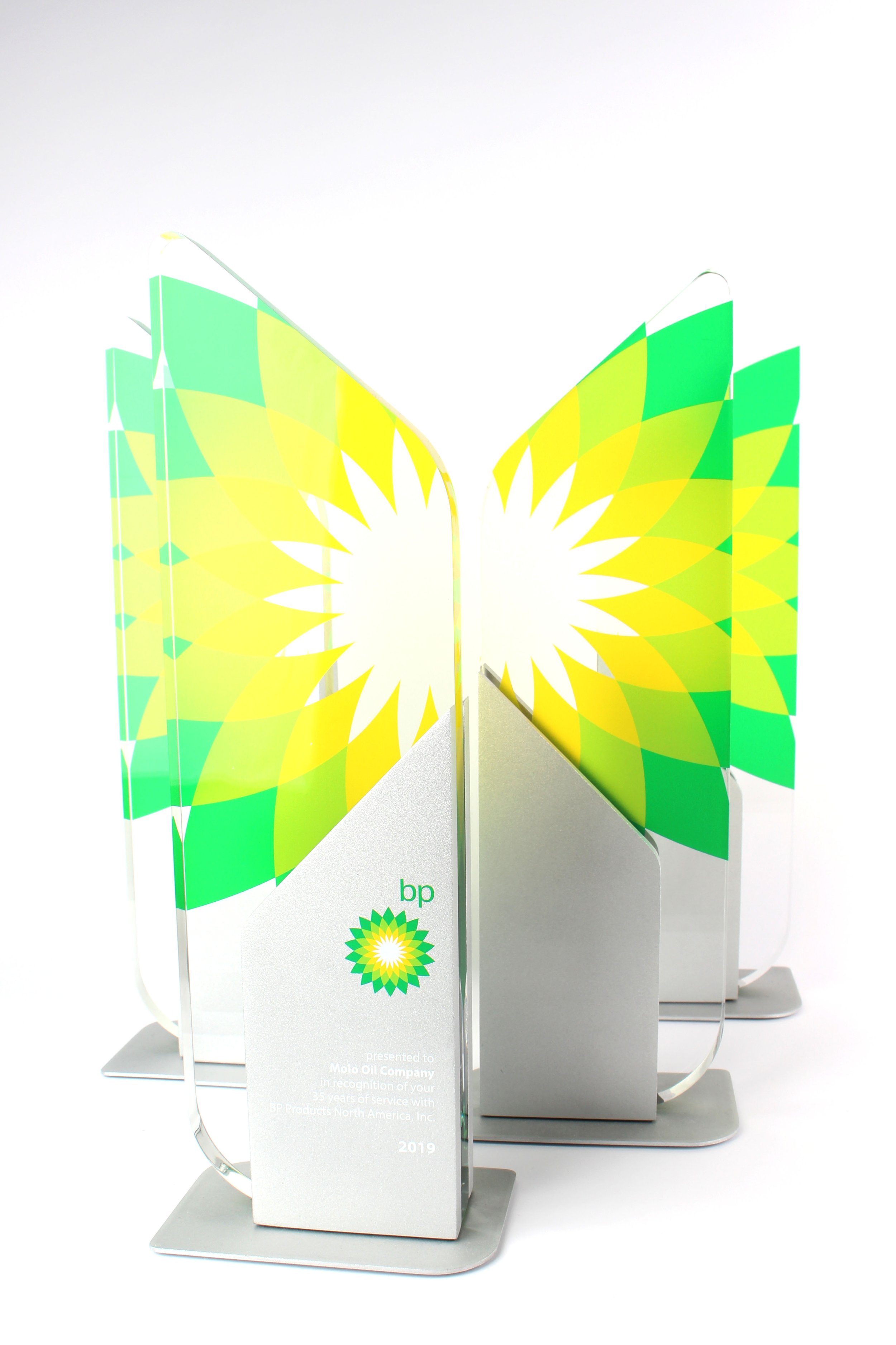custom metal awards unique and modern design perfect for employee recognition and service awards 
