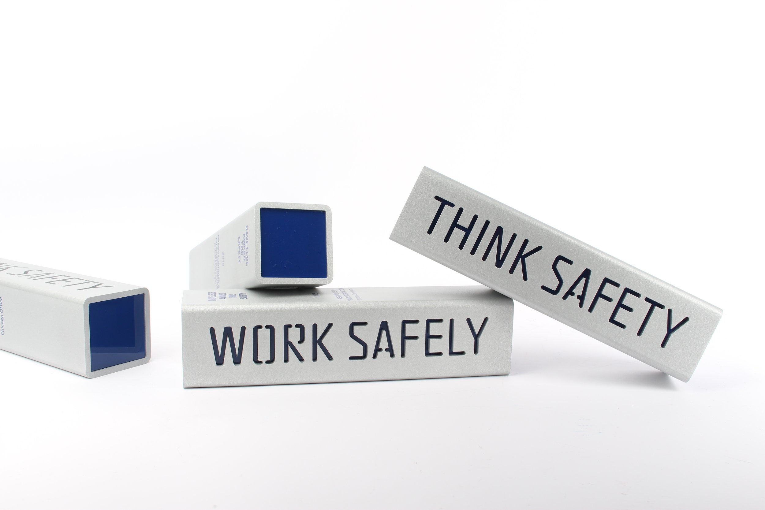 work safely think safety construction awards metal and acrylic