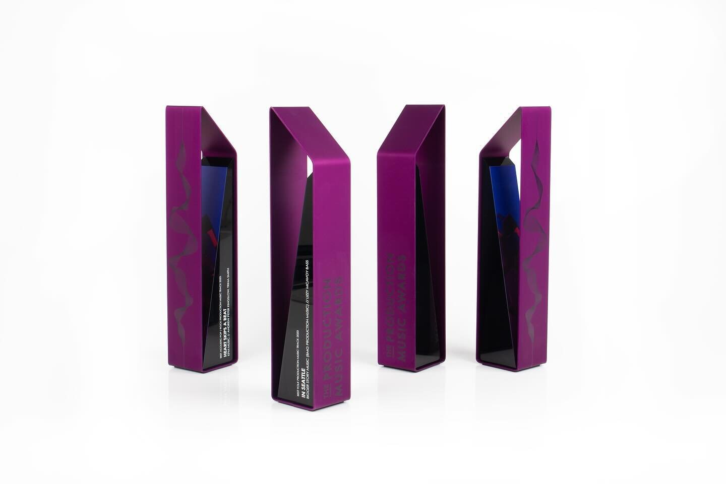 🟣 We can&rsquo;t get enough of this purple anodizing 😍 Glad we changed the color up this year for @productionmusicawards. Need to do more purple for sure. 

 - [ ] #customtrophy #customtrophies&nbsp; #customawards #moderndesign  #customdesigns #tro