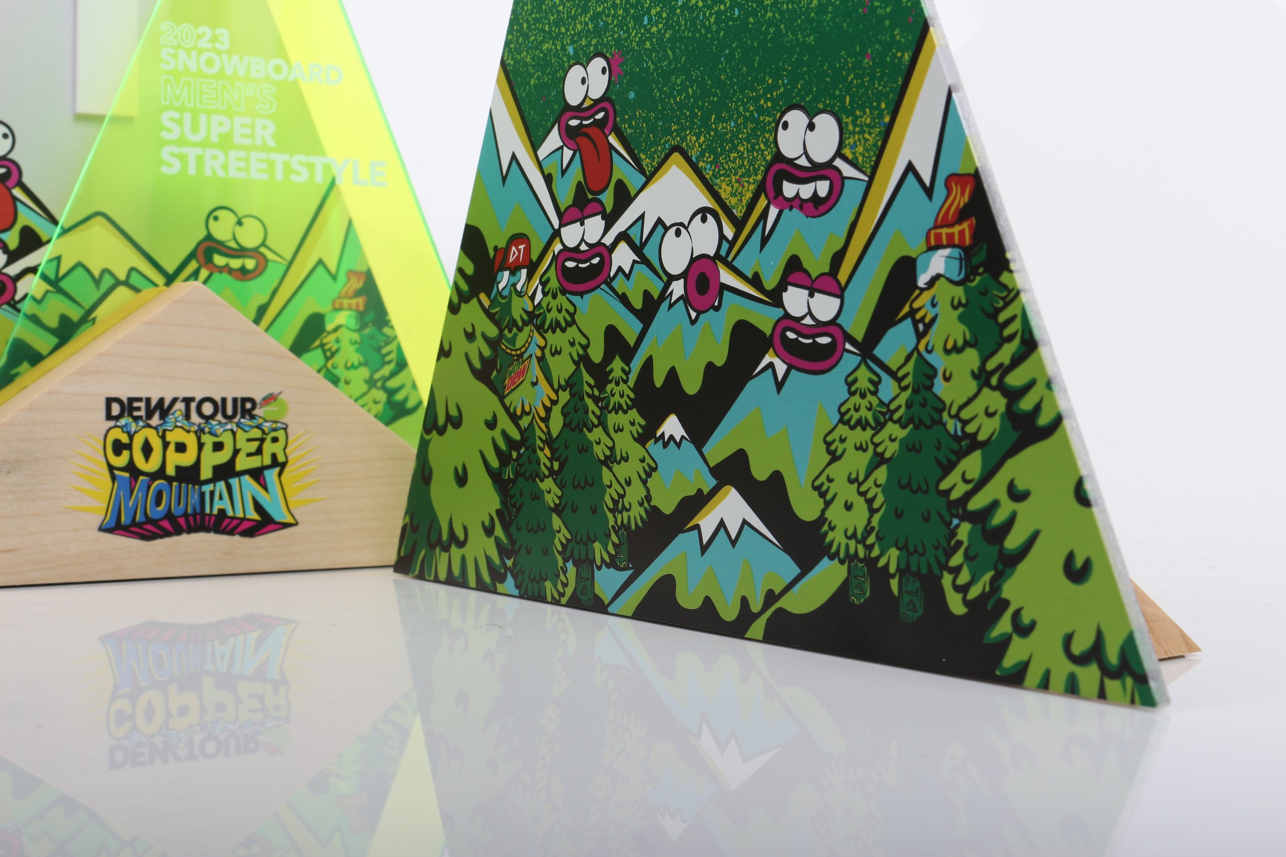 Winter Dew Tour 2023 UV flat bed CMYK color printed graphics and high level corporate branding