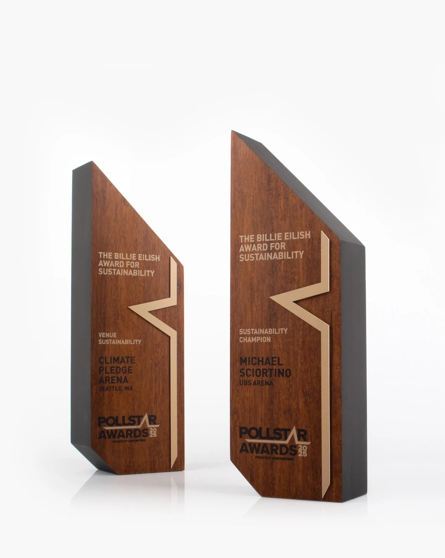 @billieeilish sustainability awards for @pollstar_official, featuring painted walnut 😮&zwj;💨