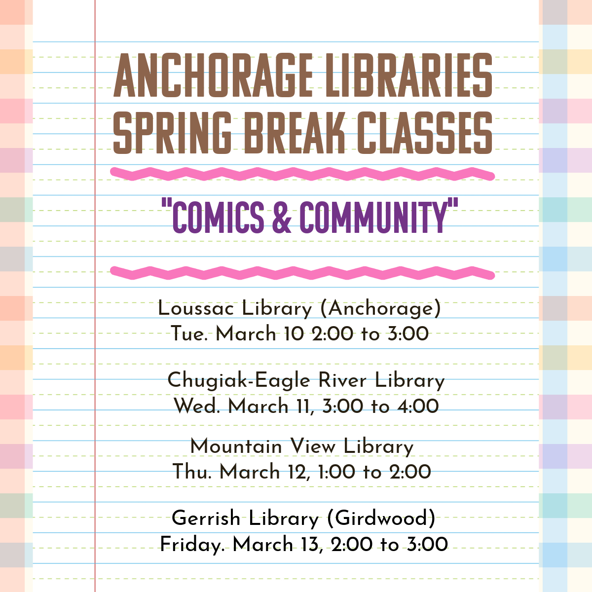Comics Class at the Chugiak-Eagle River Library — Post Marks, LLC