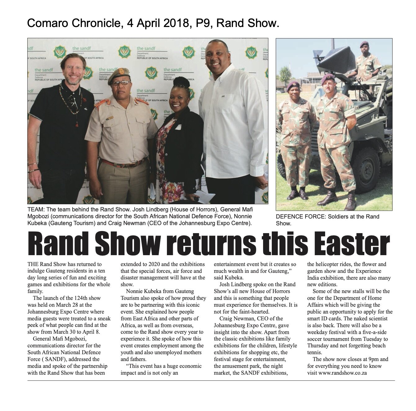 Comaro Chronicle, 4 April 2018, P9. 1,4. Rand Show..jpg