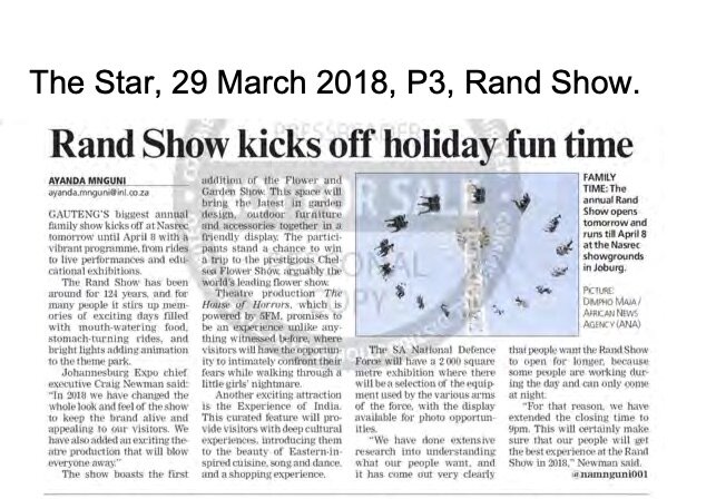 The Star, 29 March 2018, P3. 1,4. Rand Show..jpg