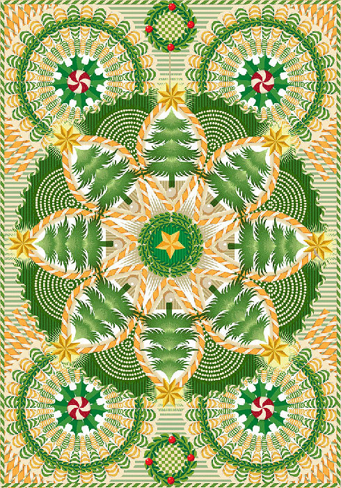 Advent 2013: Day Two, Holiday Mandala Q. Cassetti, 2013 Trumansburg, NY Adobe Illustrator CC