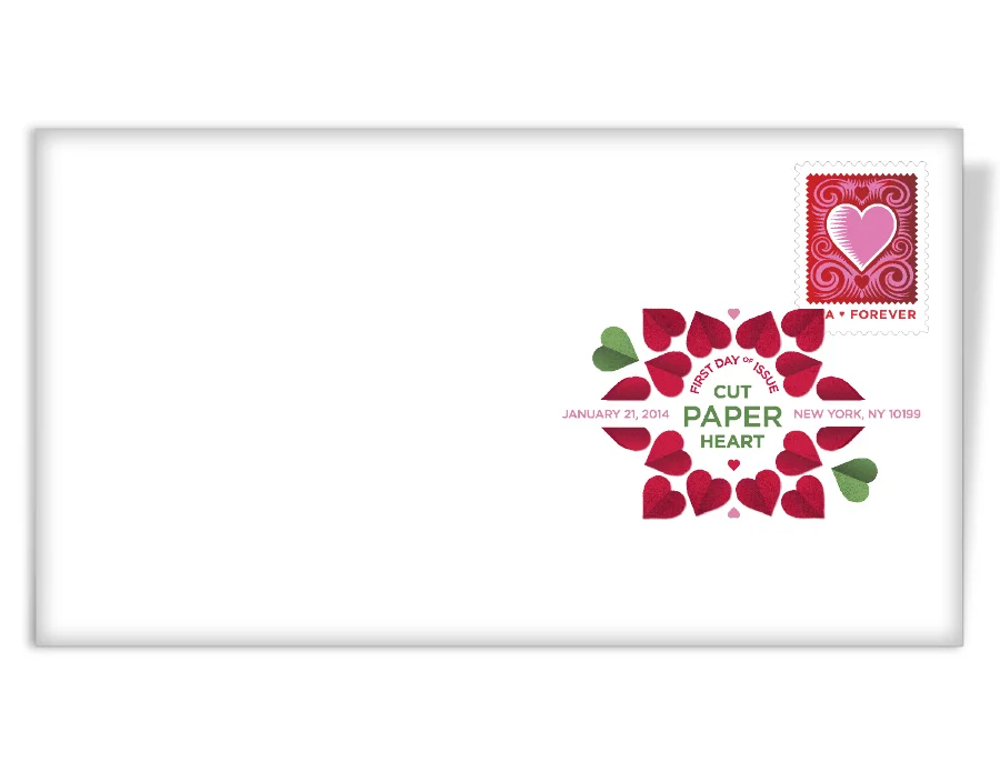 Cut Paper Heart Digital Color Postmark