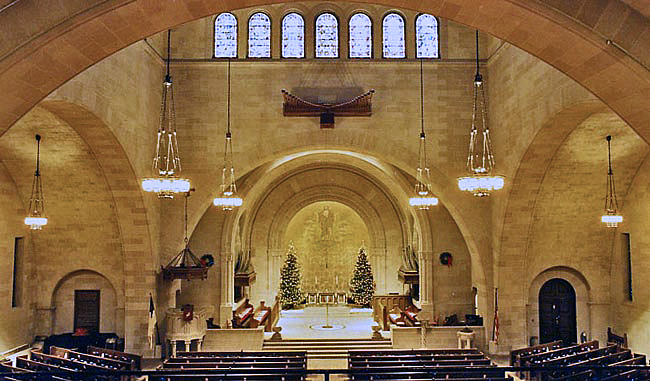Interior: Shadyside Presbyterian Church, Pittsburgh, PA Please note the Christmas Trees in the altar area for scale....