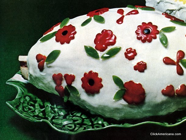 "Cold Glazed Baked Ham" www.http://clickamericana.com/topics/food-drink/cold-glazed-baked-ham-recipe-flowers-1965