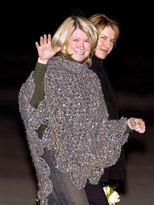 Martha Stewart wearing the famous, "I made this myself, get out of jail poncho", high priestess of the American Crafters.